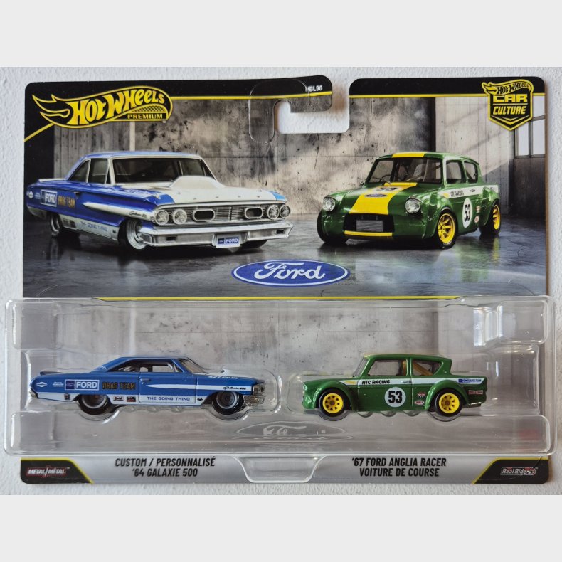 Hot Wheels - 2-pack, 1964 Custom Galaxie 500 &amp; 1967 Ford Anglia Racer