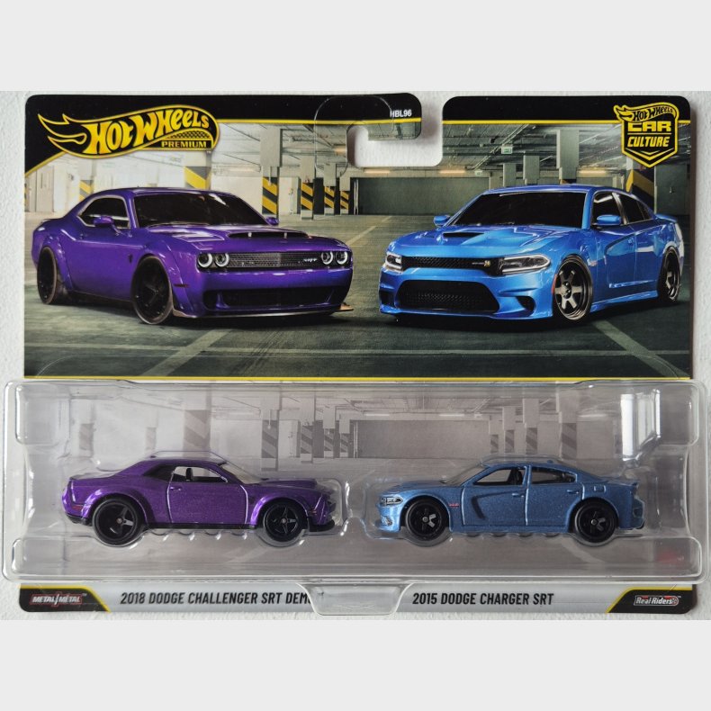 Hot Wheels - 2-pack, 2018 Dodge Challenger SRT Demon &amp; 2015 Dodge Charger SRT