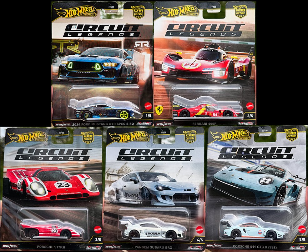 ナロー様 ホットウィール Circuit Legends 5台×2セット Hot Wheels Premium Car Culture 2025 Circuit Legends FPY86-961K Set