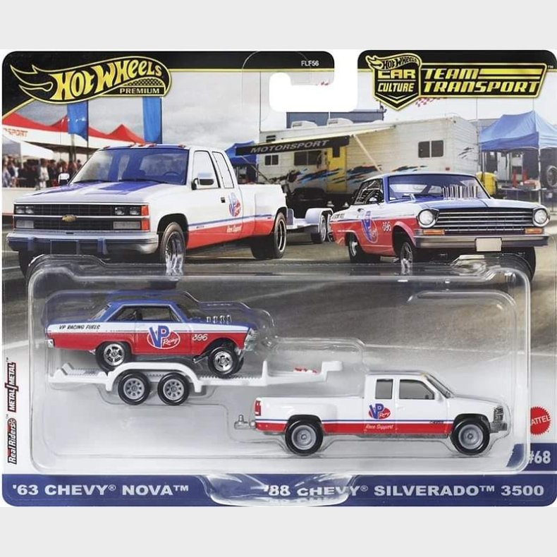 Hot Wheels 68 Chevy Nova and Chevy Silverado 3500