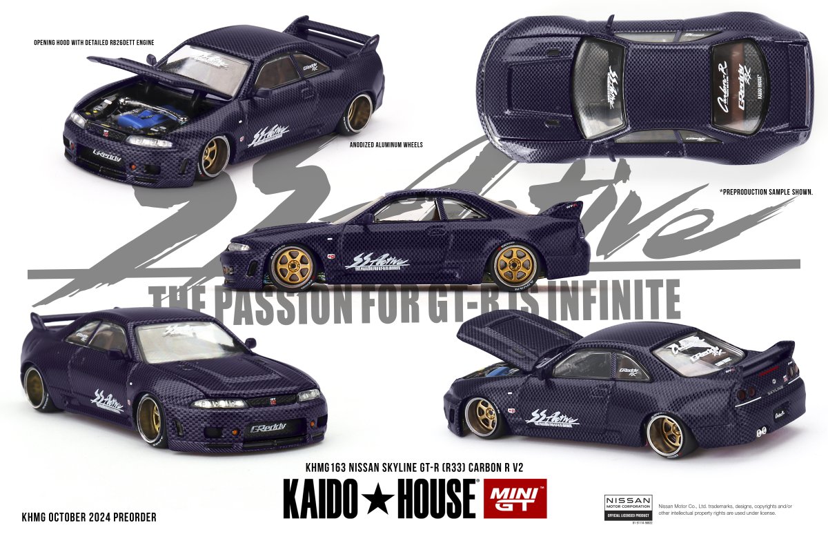 ミニカー KAIDO HOUSE MINI GT NISSAN SKYLINE GT-R Mini GT, Kaido House - 1995 Nissan Skyline GT-R (R33) Active Carbon