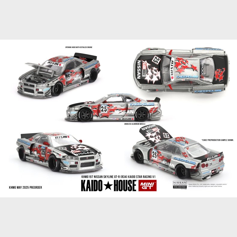Mini GT, Kaido House - Nissan Skyline GT-R (R34) Kaido Star Racing V1