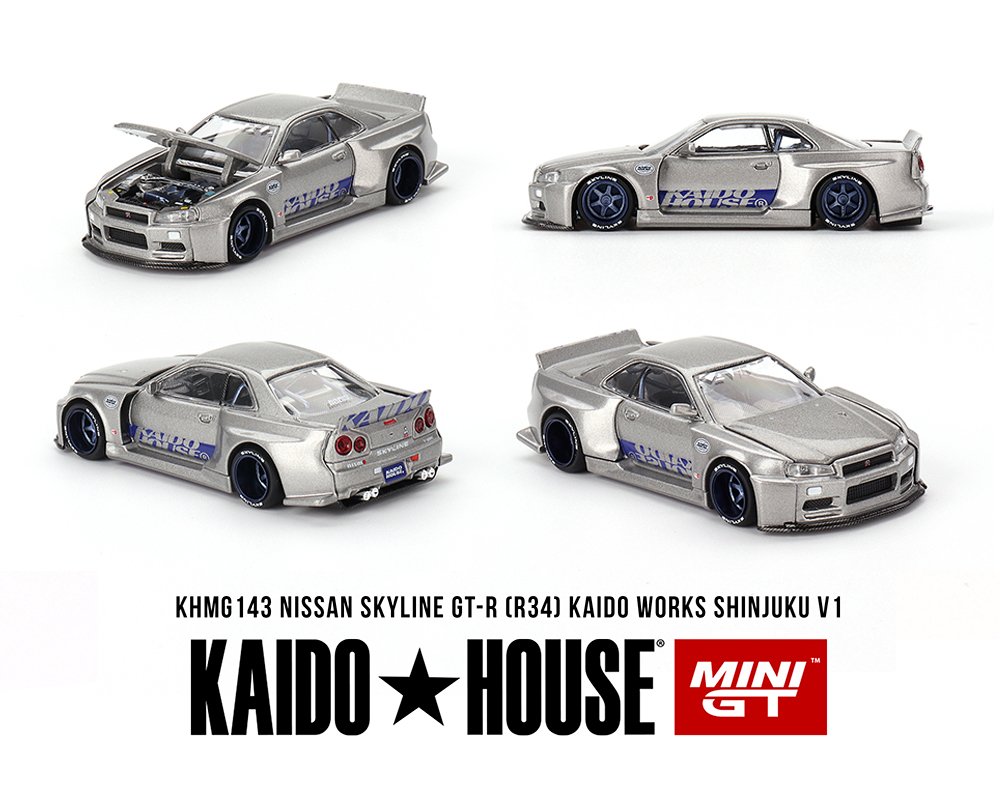 ミニカー KAIDO HOUSE 1999 Nissan Skyline GT-R R34 Mini GT - 1999 Kaido House Nissan Skyline GT-R (R34) Shinjuku V1