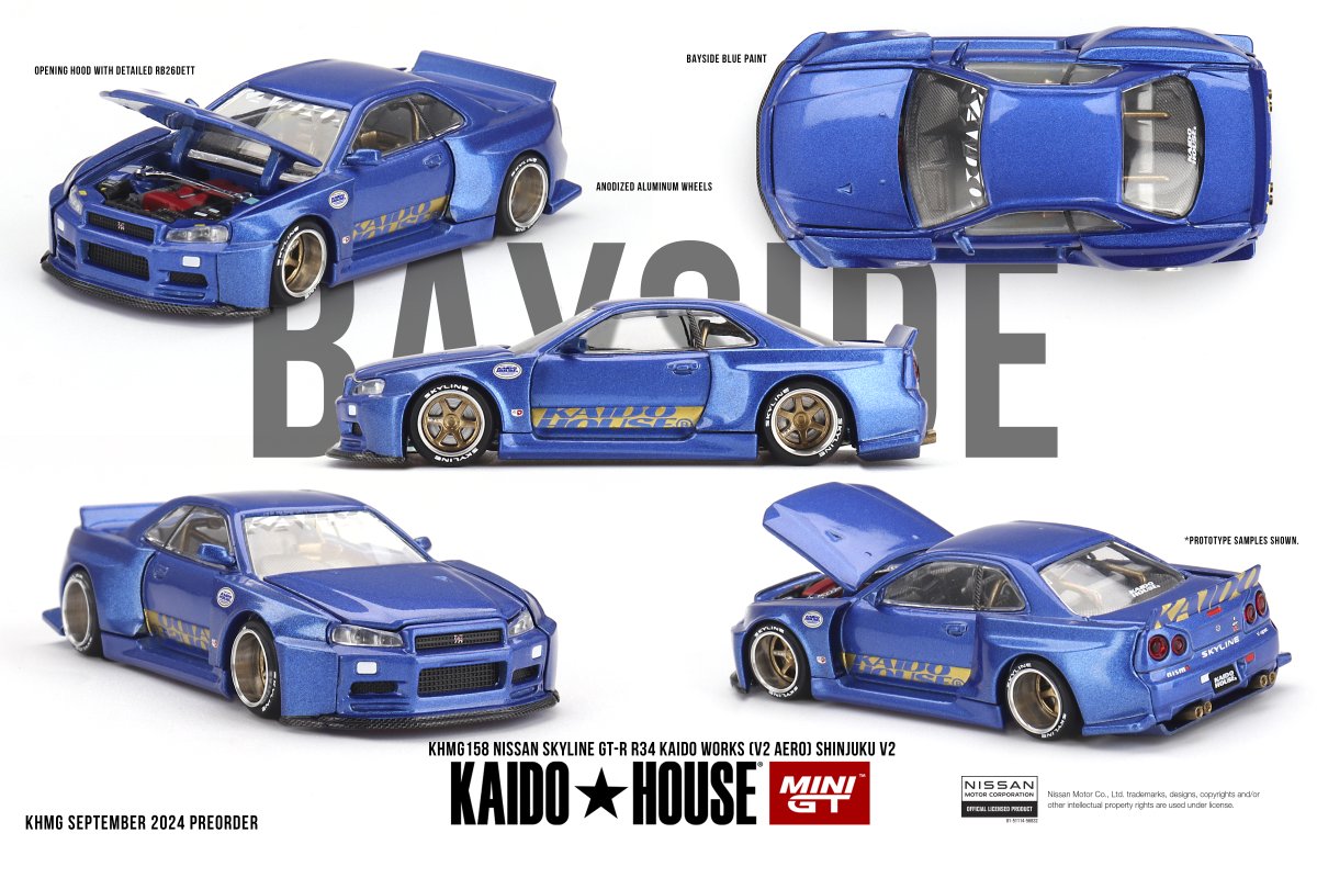 Mini GT - 1999 Nissan Skyline GT-R (R34) Kaido Works Shinjuku V2 [Pre-order]